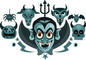 Set of Halloween Graphics Spooky Illustration vector