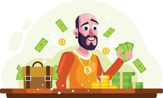 Rich Man with Money and Gold Illustration vector
