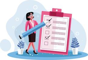 Secretary marked checklist on a clipboard paper vector
