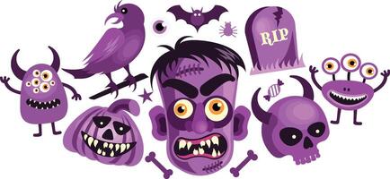 Set of Halloween Spooky and Scary Object Graphics Illustration vector