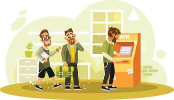 Queue at the Atm Illustration vector