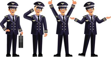 Pilot Character Set Graphics Illustration vector