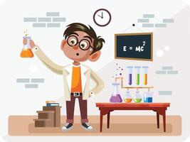 Student in Science Class Illustration vector