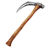 Detailed Wooden Axe with Sharp Edge on Transparent Background png