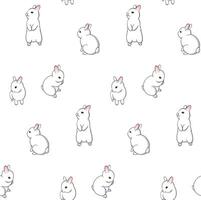 White bunny pattern on white background. Cute little baby rabbit seamless pattern design vector