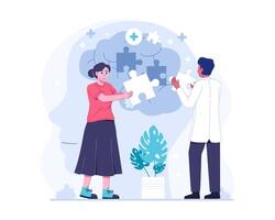 Assembling puzzle pieces of mind vector