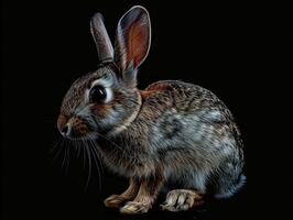 rabbit isolated on black background photo