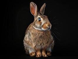 rabbit isolated on black background photo