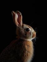 rabbit isolated on black background photo