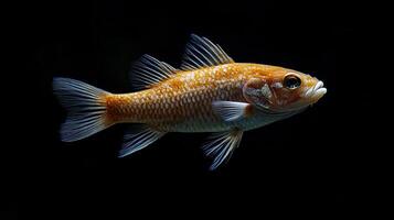 fish isolated on black background photo