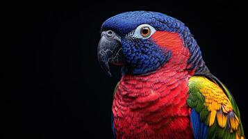 Parrot isolated on black background photo