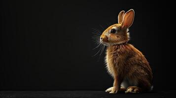rabbit isolated on black background photo