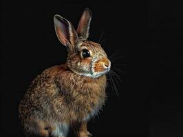 rabbit isolated on black background photo