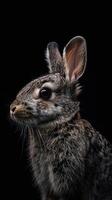 rabbit isolated on black background photo