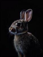 rabbit isolated on black background photo