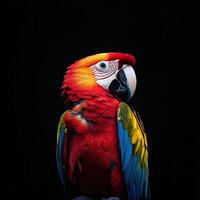 Parrot isolated on black background photo