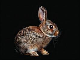 rabbit isolated on black background photo