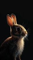 rabbit isolated on black background photo