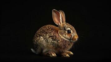 rabbit isolated on black background photo