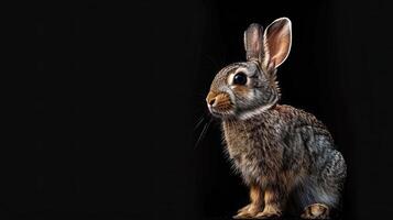 rabbit isolated on black background photo