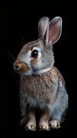 rabbit isolated on black background photo