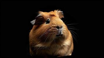 Guinea Pig isolated on black background photo