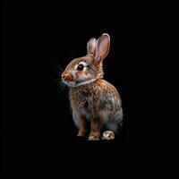 rabbit isolated on black background photo