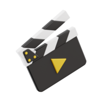 Clapperboard 3d icon, transparent background png