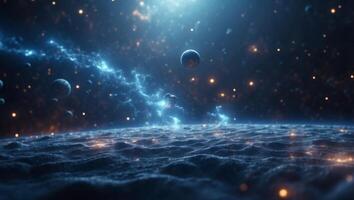Glowing blue plasma force field creating a mesmerizing spectacle in the vastness of outer space. photo