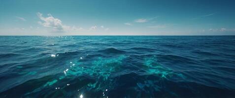 Oceanic Gradient An oceanic gradient transitioning from deep navy blues to vibrant turquoise and aquamarine tones evoking the serene beauty and vastness of the sea. photo