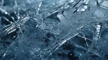 Ice texture cracks surface, abstract winter background. photo