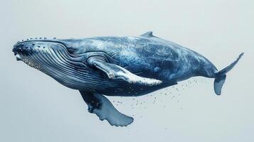 a large blue whale that is jumping in the air photo
