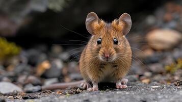 a close up of a rodent on a rocky surface photo