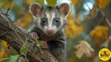 a close up of a small animal on a tree branch photo