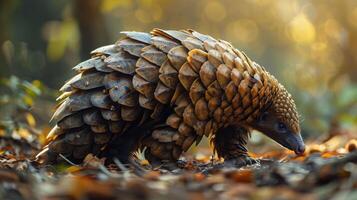 a close up of a small animal in a field of leaves photo