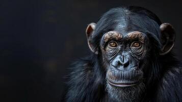 A close-up photo of a monkey looking at the camera with a neutral expression.