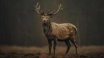 Glowing antlers on deer. Rainbow colors. photo