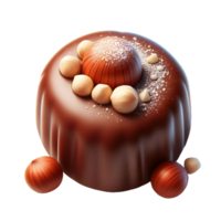 Chocolate and hazelnuts isolated on transparent background png