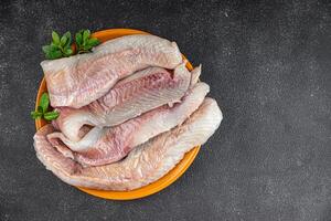 fillet raw white fish cod or halibut fresh meal food snack on the table copy space food background rustic top view photo