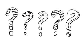 Image of question mark icon in doodle style on white background. vector