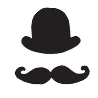 Hand drawn hat and mustache. Retro style vector