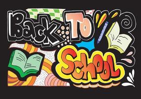 Back to school background. Illustration with hand drawn doodles.Concept of education in pop art style on blackboard. vector