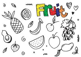Doodle fruit set. hand drawing of fruits in different styles. vector