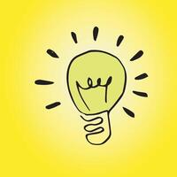 light bulb hand drawn on yellow background. vector