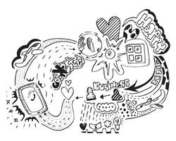 Hand drawn business doodles.Concept for business idea,startup and innovation technology.Doodle art collection. vector