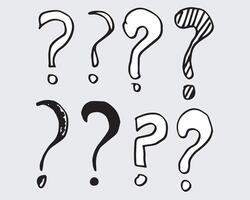 Image of question mark icon in doodle style on white background. vector