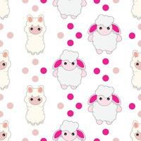 Seamless pattern with cute sheep vector