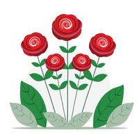 red rose with flowers in retro style vector