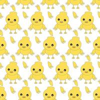 Seamless pattern with cute chickens vector