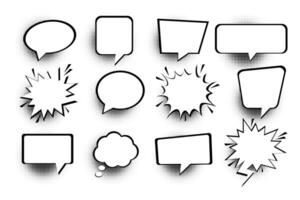 Speech or thought bubbles. Retro empty comic speech bubbles set. vector